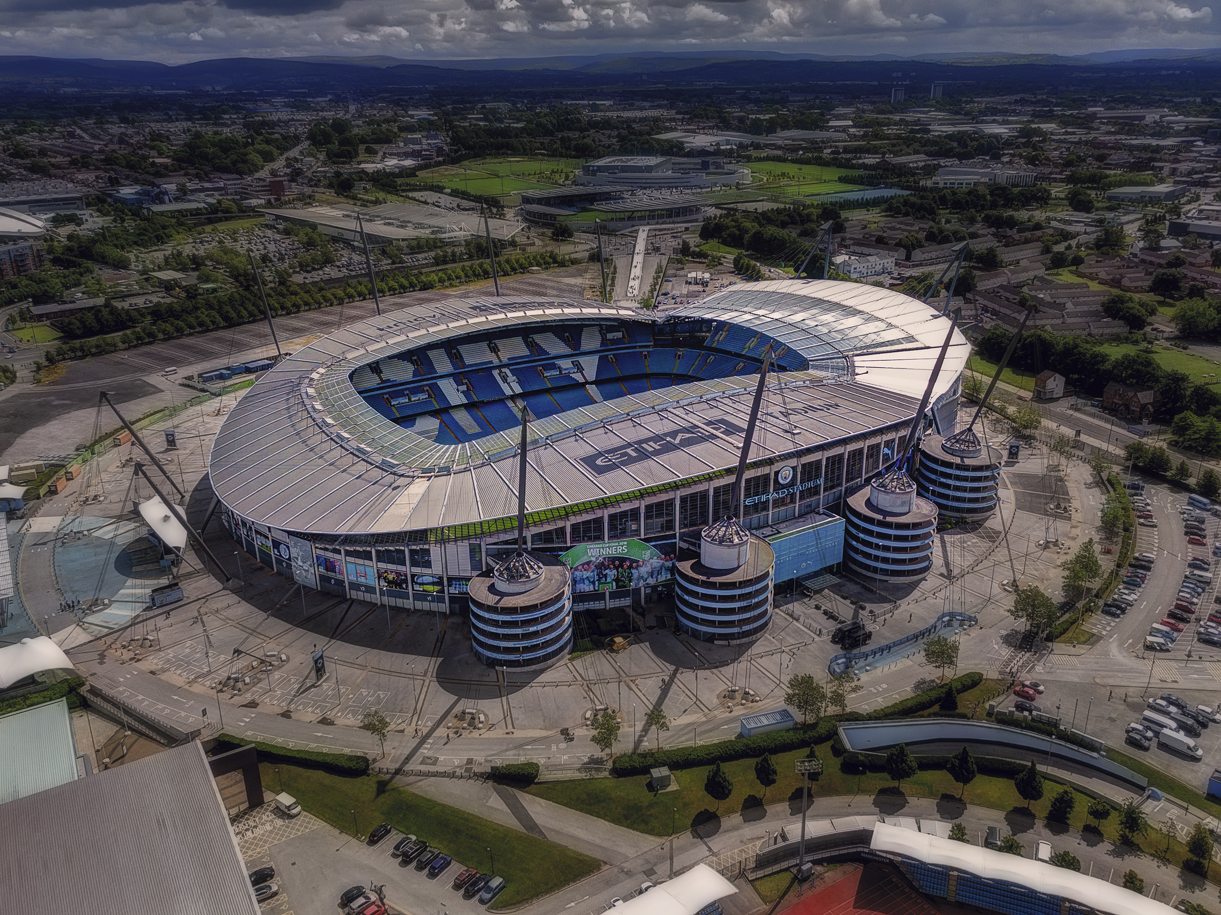Aerial Photograph of Manchester City - Etihad Stadium