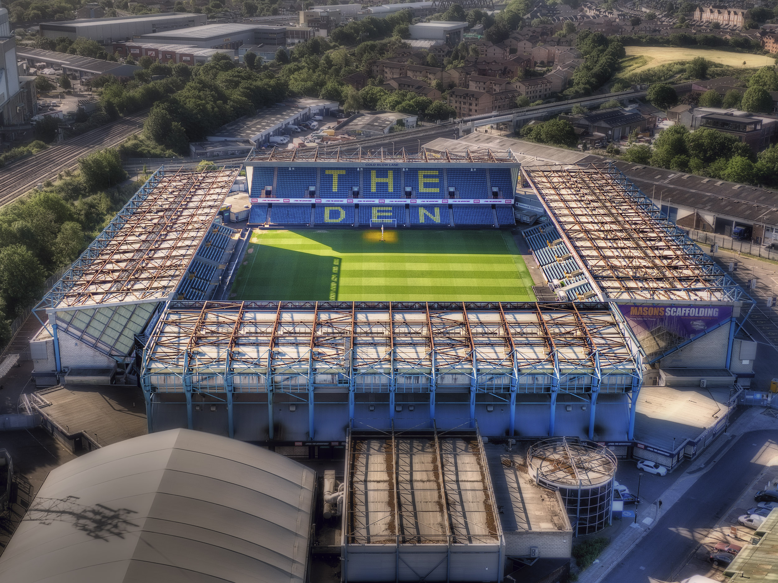 Aerial photograph of Millwall's stadium