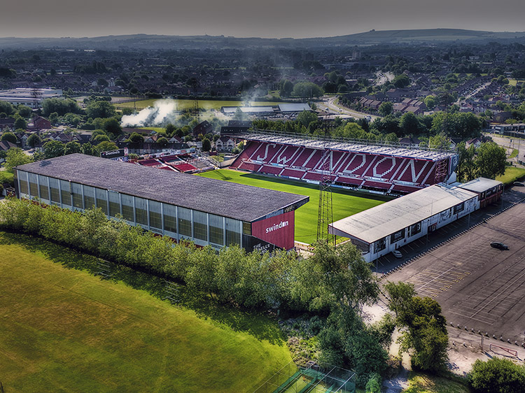 Aerial Photograph of Swindon Town - The County Ground