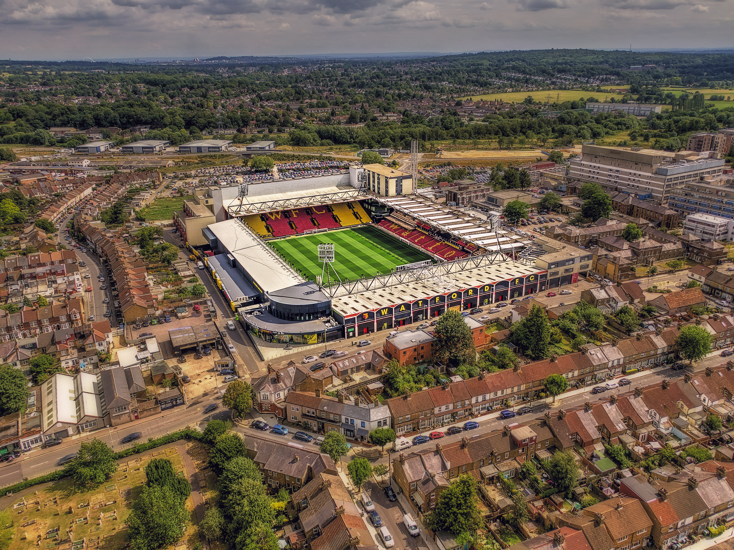Aerial Photograph of Watford - Vicarage Road