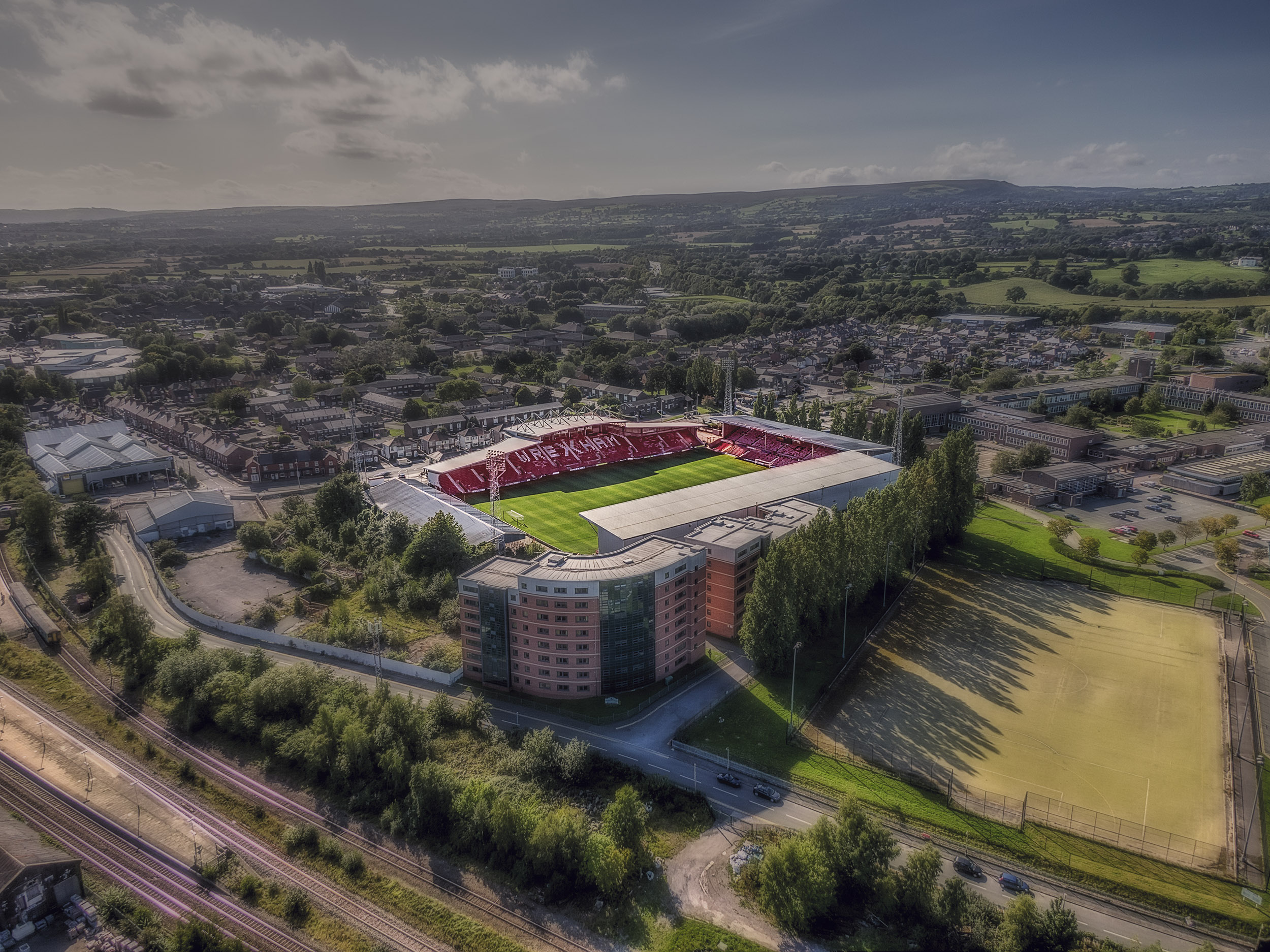 Aerial Photograph of Wrexham - Racecourse Ground