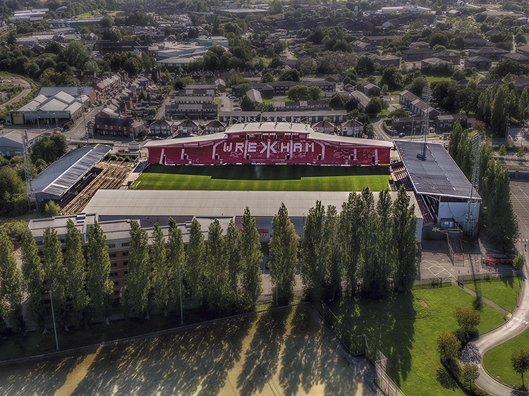 Aerial Photograph of Wrexham - Racecourse Ground